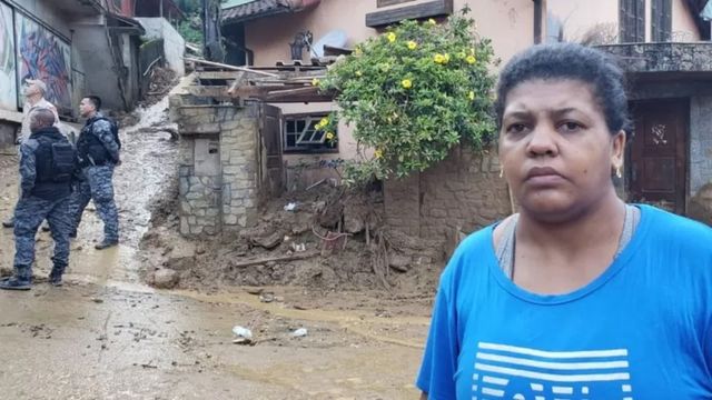 Carina Santiago in Morro da Oficina, where her home used to be