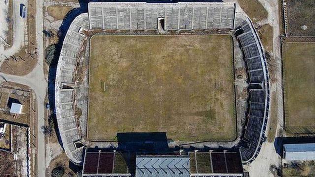 FC Olt's stadium in Scornicești, viewed from the air