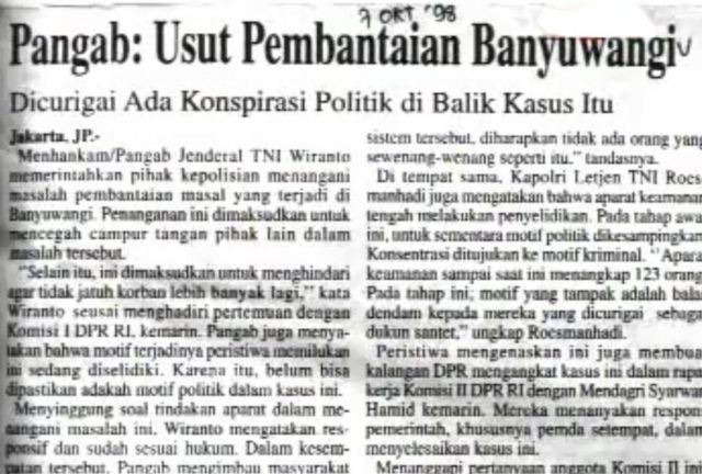 Pembantaian Dukun Santet 1998 1999 Di Banyuwangi Ada Tanda Silang Lampu Tiba Tiba Mati Dan 7698