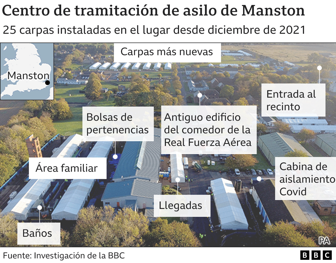 Instalaciones para inmigrantes en Manston, Kent