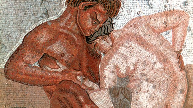 Ilustração na parede da Casa do Fauno, na cidade de Pompeya