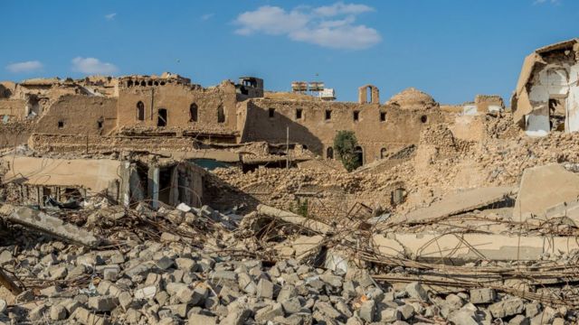مدينة سنجار تعرضت لدمار شديد اثناء تحريرها من قبضة تنظيم الدولة الإسلامية