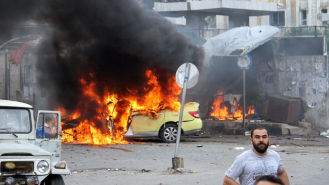 Photo released by Syrian state media showing aftermath of bomb attack in Tartous (23 May 2016)