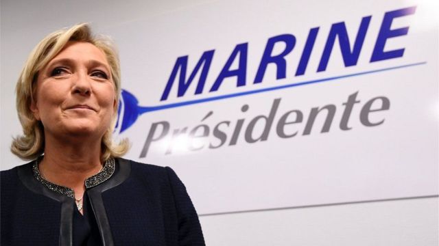 Marine Le Pen yitezwe kugera kure mu matora y'umukuru w'igihugu yimirije mu kwezi kwa gatanu mu Bufaransa