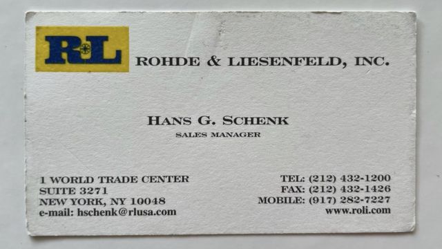 Hans Gernot Schenk Business Card