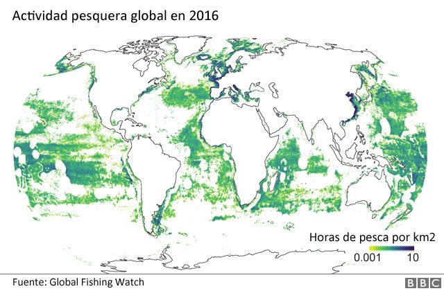Mapa de calor de la pesca en 2016