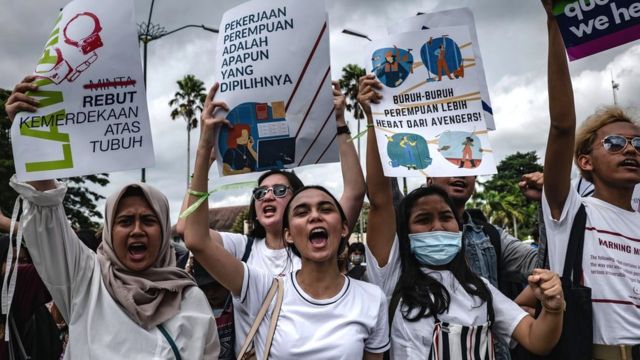 Indonesian women rally for equality on International Women's Day in Yogyakarta, Indonesia, 8 March 2020