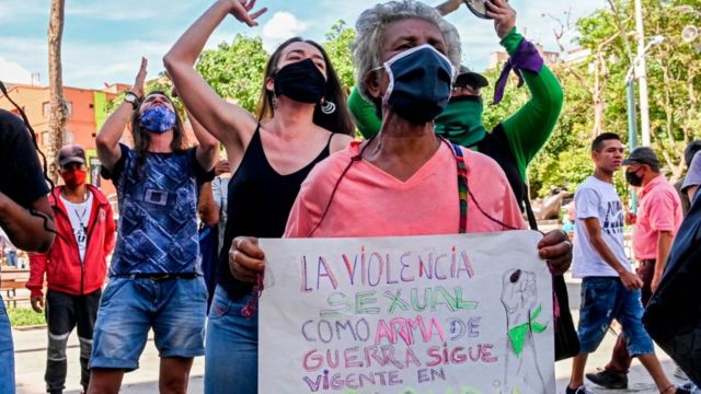 Protestas contra violencia sexual durante. Colombia, 2020.