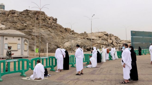 Arafat's day: The pilgrims climb the mountain to pray.