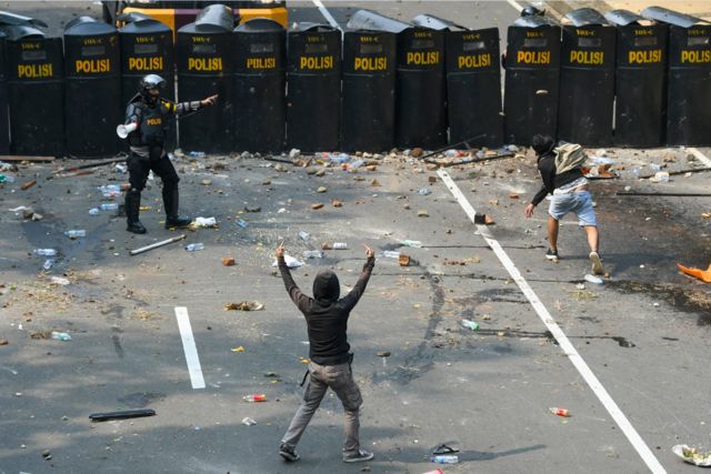 unjuk rasa menentang UU Cipta Kerja di Jakarta