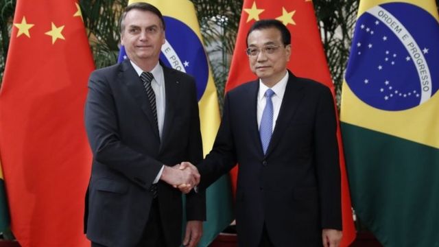 Bolsonaro e o premiê chinês, Li Keqiang