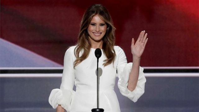 Melania, esposa de Donald Trump, dio este lunes por la noche, su primer discurso durante la campaña presidencial.