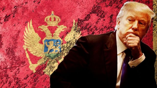 Trump con una bandera de Montenegro