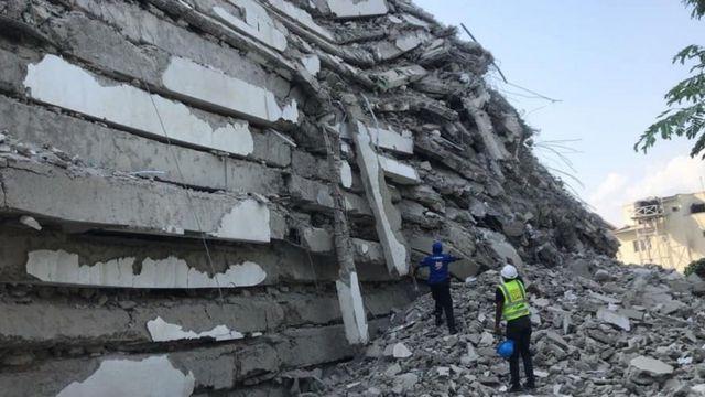 Building collapse site