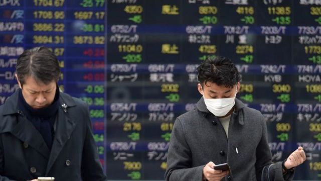 Japan's stock markets fall on virus fears.
