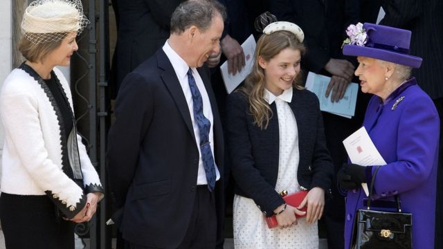 Граф и графиня Сноудон с дочерью Маргаритой и королевой Елизаветой Второй в 2017 году