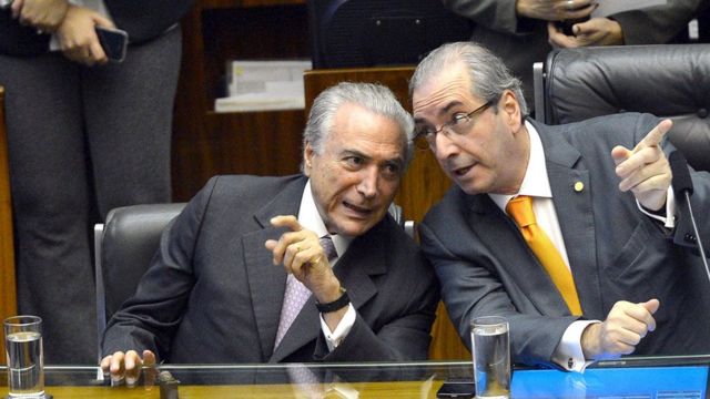 Michel Temer e Eduardo Cunha na Câmara, em 2015