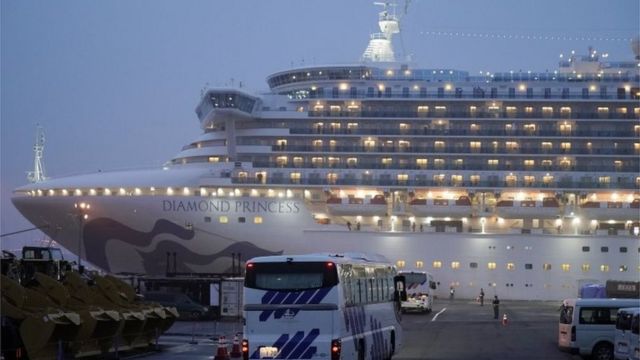 The Diamond Princess cruise ship - quarantined in Japan due to coronavirus, 16 February 2020