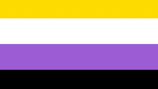 The black, yellow, white and purple non-binary flag