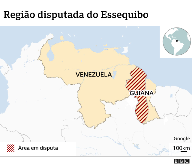 Mapa da região do Essequibo