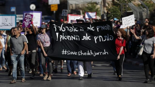 Protesto em apoio às famílias de Sheikh Jarrah que enfrentam ameaça de despejo