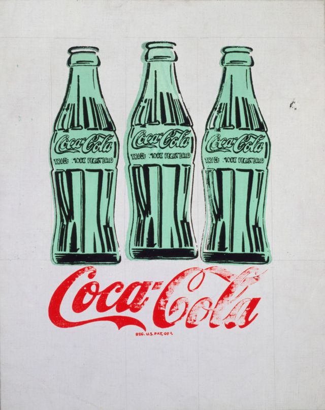 Zgradbe "tri steklenice kokakole" (1962) Andyja Warhola.