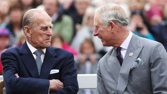 The Duke of Edinburgh (left) and the Prince of Wales, during a visit to Poundbury, a new urban development on the edge of Dorchester, October 2016