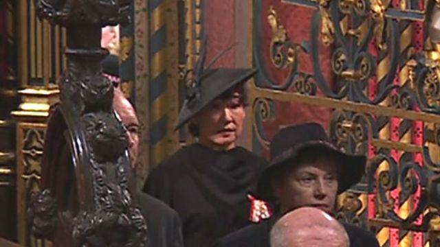 Sandra Oh in procession in Westminster Abbey at Queen Elizabeth II's state funeral