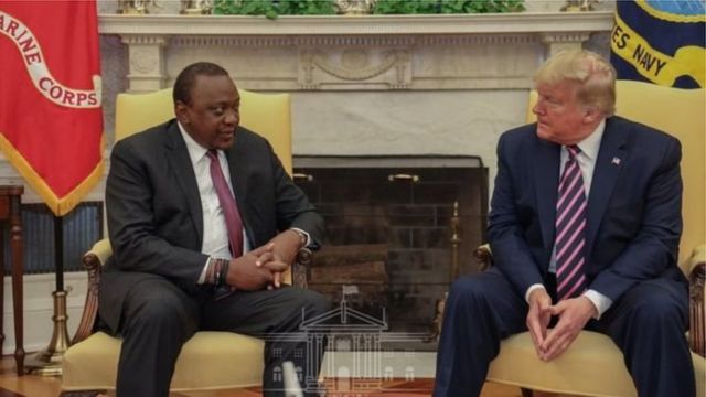 Rais Uhuru Kenyatta na mwenzake wa Marekani Donald Trump