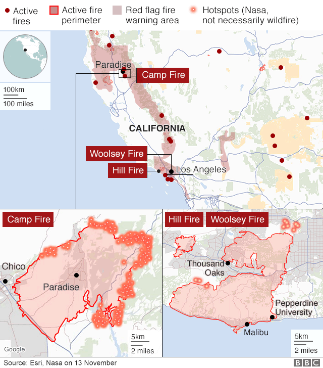 California fires At least 42 die in state's deadliest wildfire BBC News