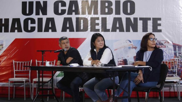 Keiko Fujimori en rueda de prensa el lunes 7 de junio