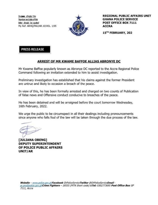 Abronye DC arrest: Ghana Police detain NPP politician for false claims of coup