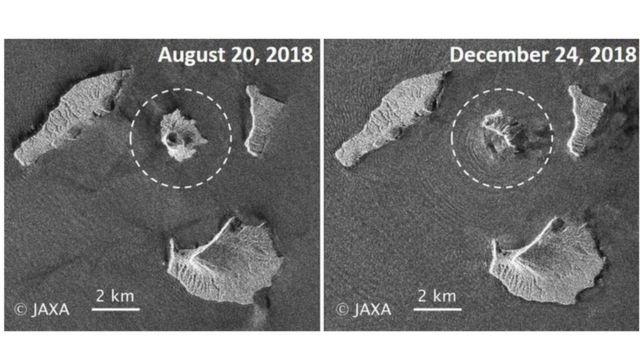 تصاویر یک ماهواره ژاپنی بیانگر کوچک تر شدن کو آناک کراکتوا است