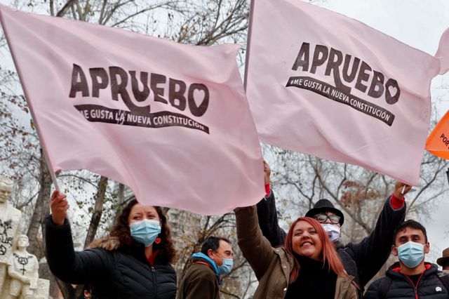 Manifestantes a favor de la constitución.