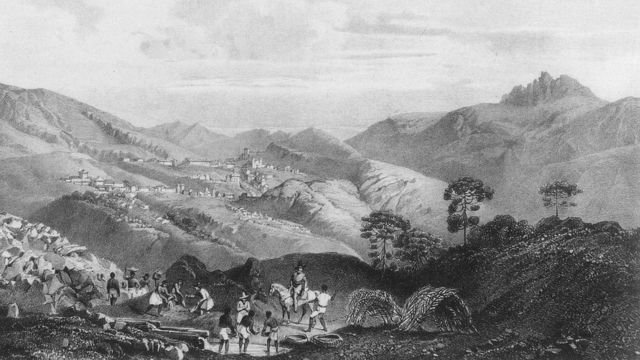 ilustração de escravizados atuando em região mineradora
