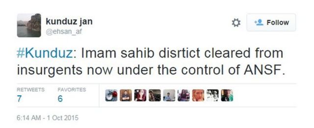 @ehsan_af tweeting that Imam Sahib district has been recaptured