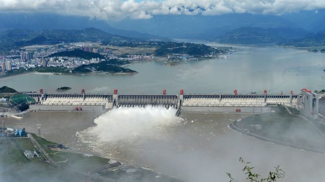Aerial view over the Three Gorges Dam