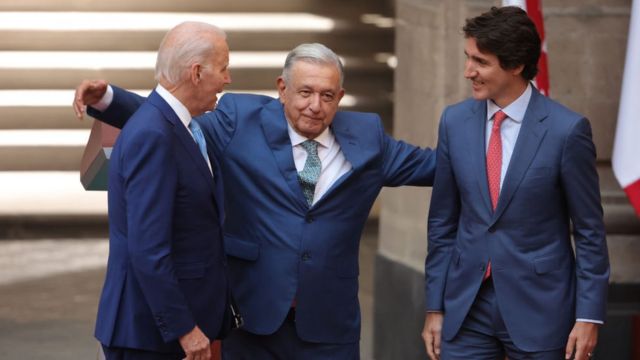 Presidente de EE.UU. Joe Biden, presidente de México, Andres Manuel Lopez Obrador, y primer ministro de Canadá Justin Trudeau