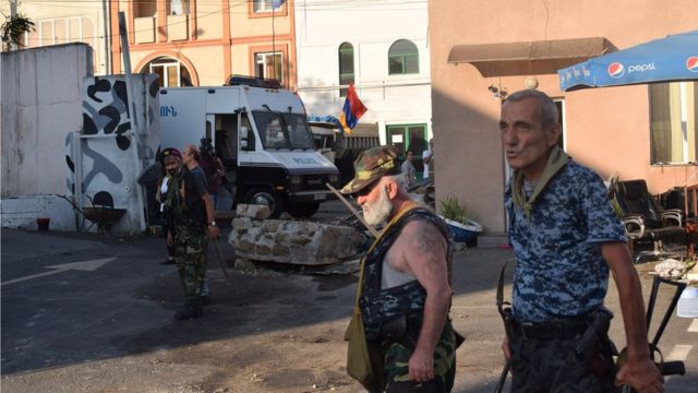 Участники захвата базы полка полиции в Ереване