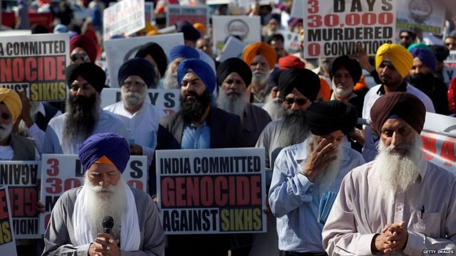 NOVEMBER 7, 2015: Members of the Sikh community mark the 1984 Genocide and Protest India's Human Rights Violations Remembrance Walk, in Los Angeles, CA