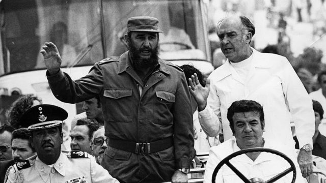 Los presidentes Fidel Castro y José López Portillo.