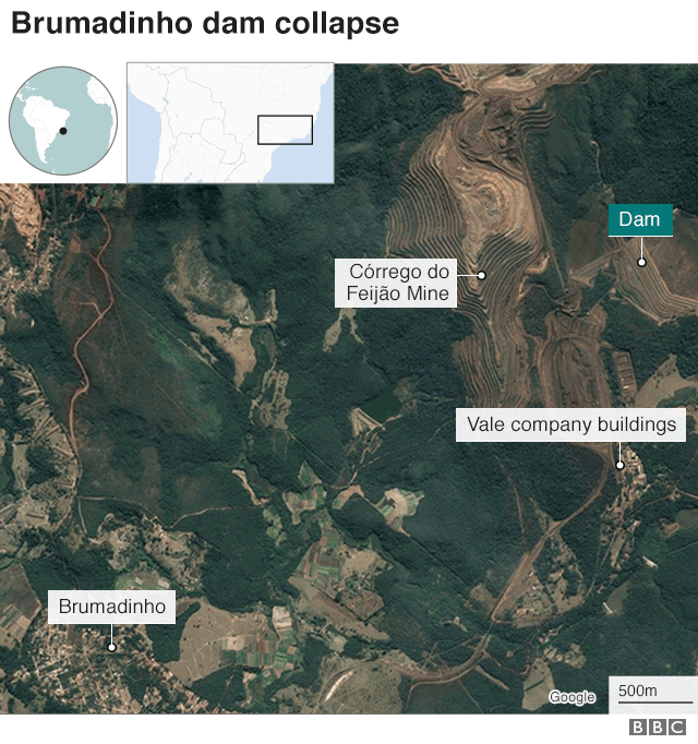 Satellite map of Brumadinho area