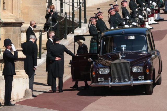 The Duchess of Cornwall arrives at St George's Chapel, Windsor Castle