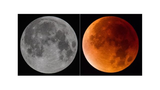 Lua com e sem efeito de eclipse