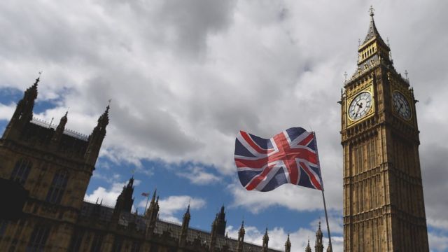 Британський прапор і будівля Парламента