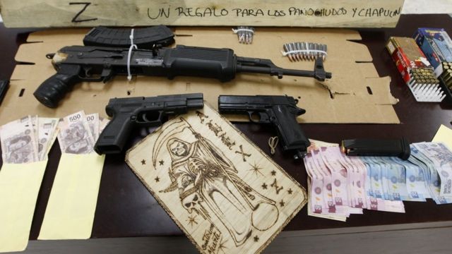 Armas incautadas al cartel de los Zetas
