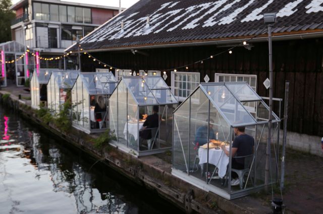 "Quarantine greenhouses" in which guests can dine in Amsterdam