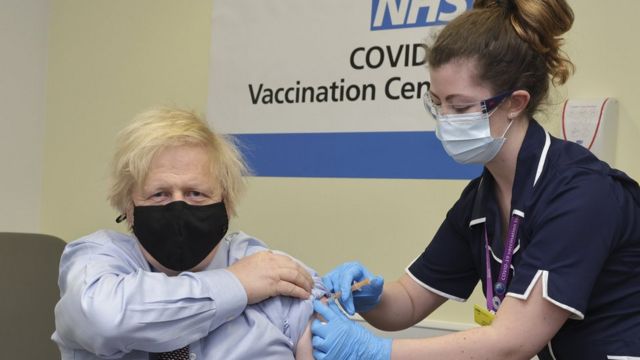 Boris Johnson receiving his vaccination