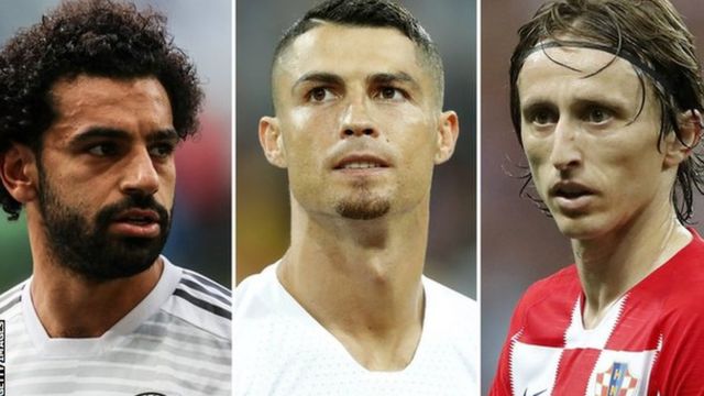 Cristiano Ronaldo, Luka Modric and Mohamed Salah