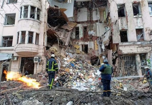 乌克兰哈尔科夫老赫姆酒吧被毁的遗址